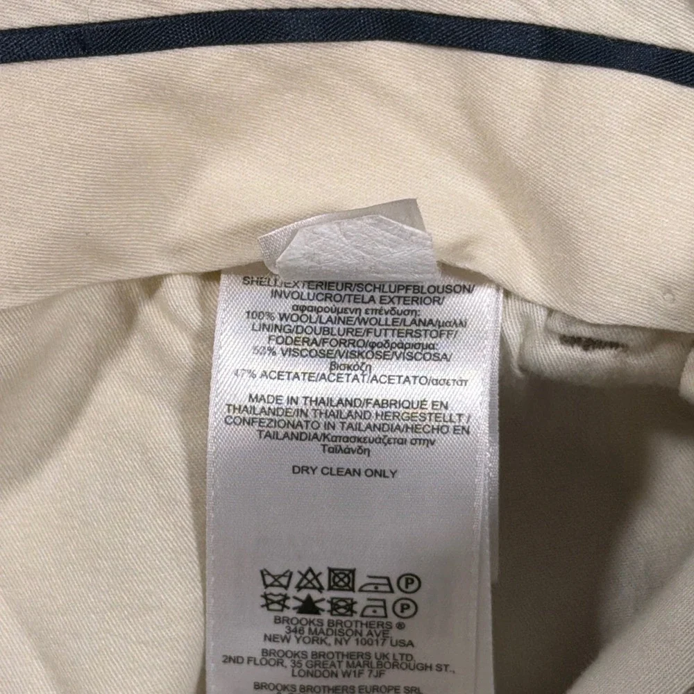 Brooks Brothers Madison Dress Pants Mens 33x32 Tan 100% Wool Flat Front Academia